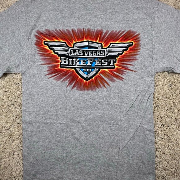 Las Vegas Bike Fest 2011 Mens Long Sleeve T-Shirt Heather Gray Motorcycle Size M - Picture 1 of 8
